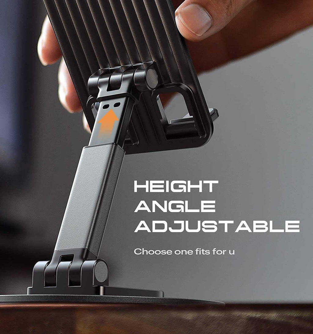Universal Mobile Phone Holder for Car & Desk – 360° Rotating Aluminum Stand with Strong Suction Grip