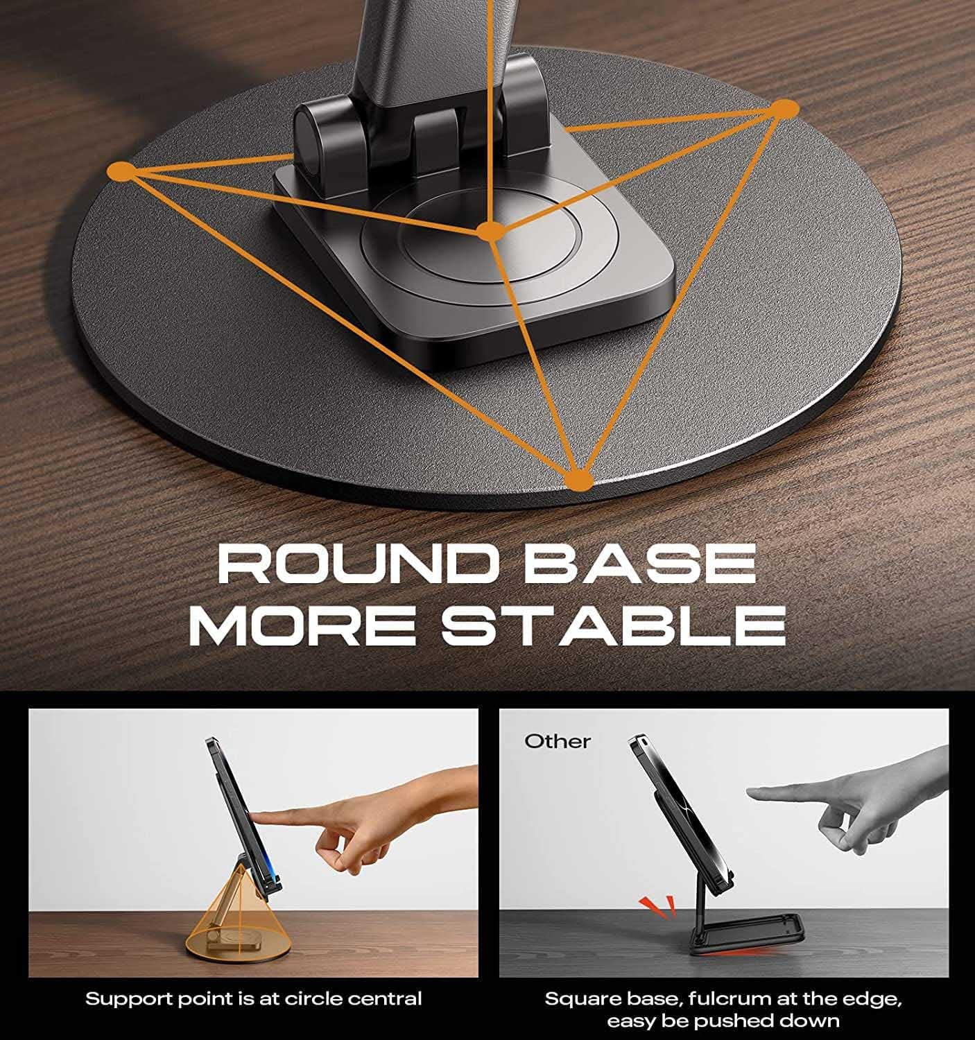 Universal Mobile Phone Holder for Car & Desk – 360° Rotating Aluminum Stand with Strong Suction Grip