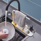 Sink Storage Rack Adjustable Expandable Kitchen Sink Organizer with Towel Bar and Drain Basket
